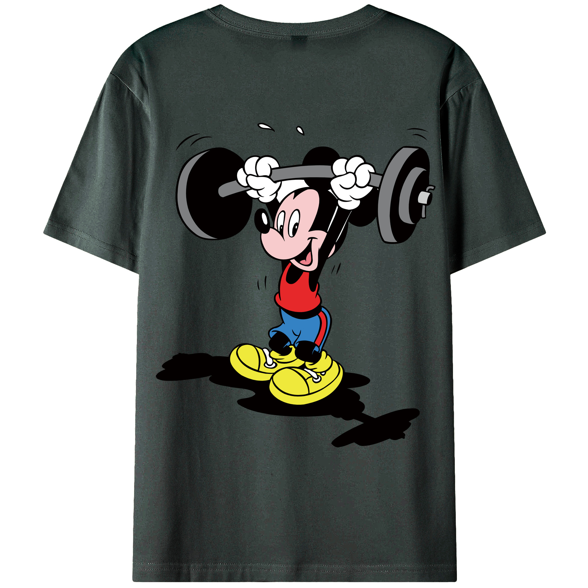 ミッキーマウス Mickey Mouse 綿100％ メンズ半袖Tシャツ（バックプリント） 通気性